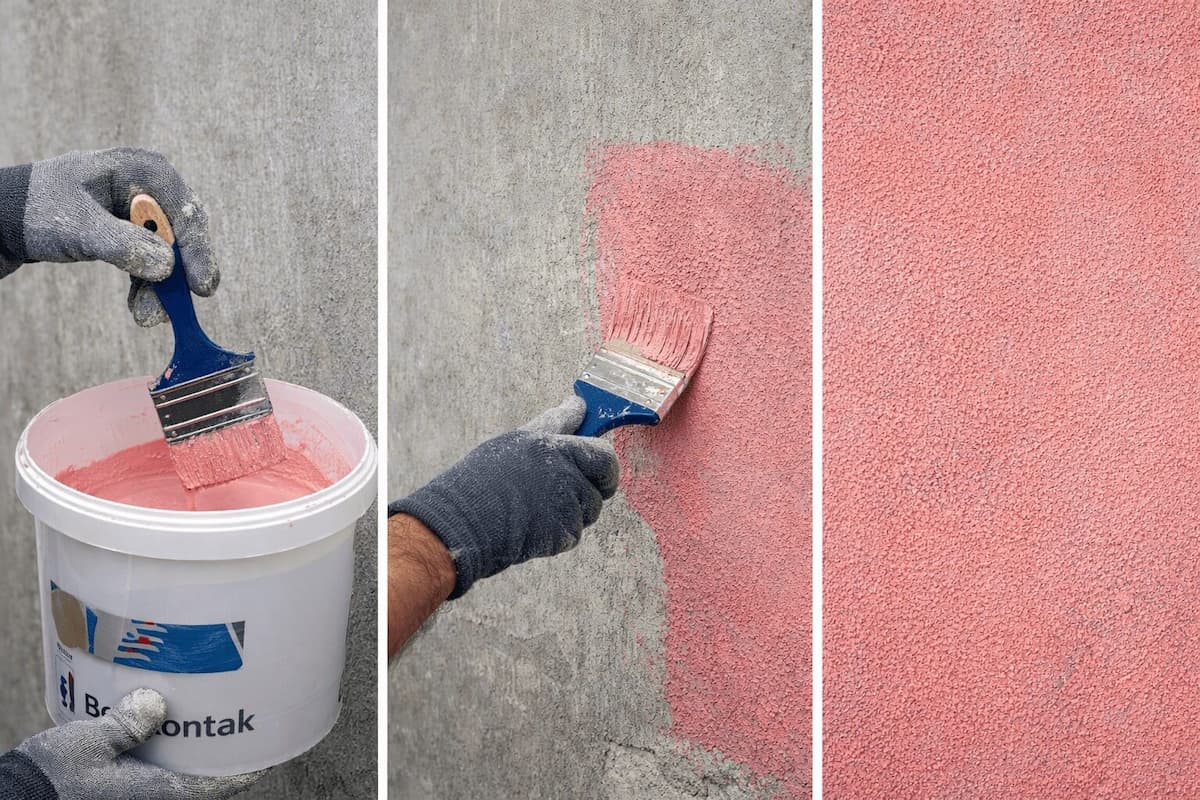 Aplicarea amorsei de contact pe perete înainte de montajul faianței