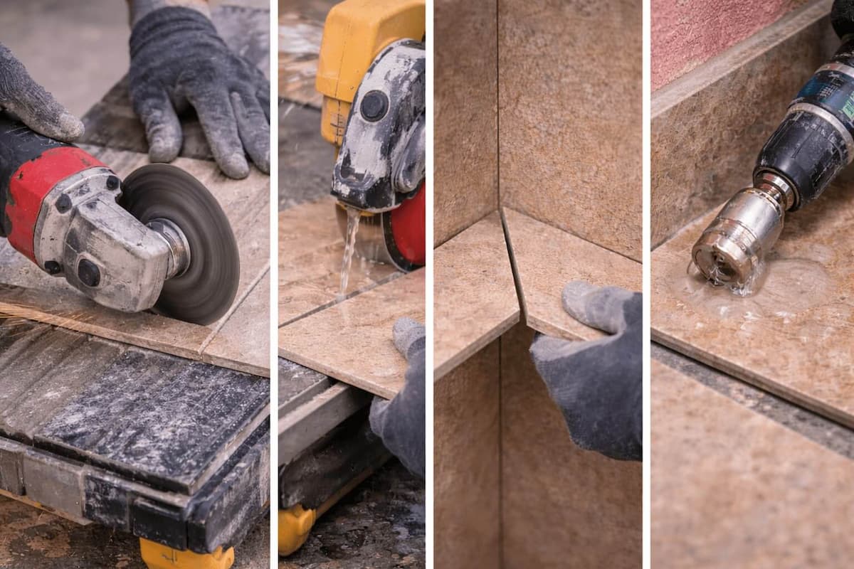 Tăierea plăcilor de gresie cu polizor și disc diamantat