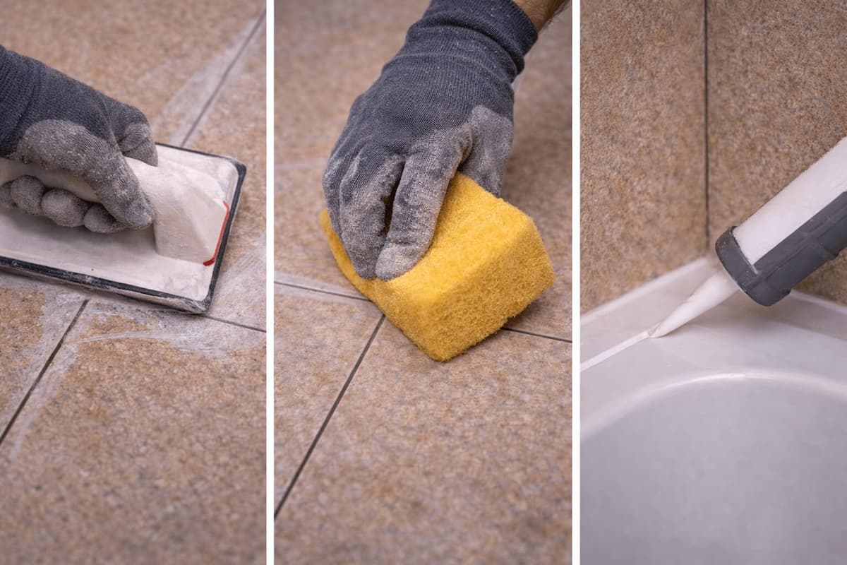 Rostuirea (fugarea) plăcilor ceramice cu chit și rachetă de cauciuc